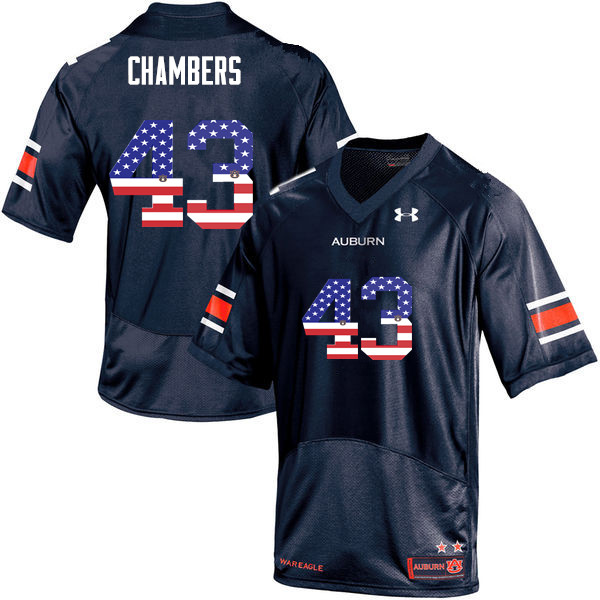 Auburn Tigers Men's Cedric Chambers #43 Navy Under Armour Stitched College USA Flag Fashion NCAA Authentic Football Jersey IVG7174TA